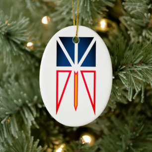 Newfoundland and Labrador flag (vertical) Ceramic Tree Decoration