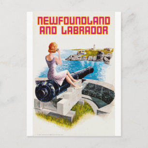 Newfoundland and Labrador, Girl on a Big Gun Postcard