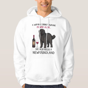 Newfoundland and wine Funny dog Hoodie