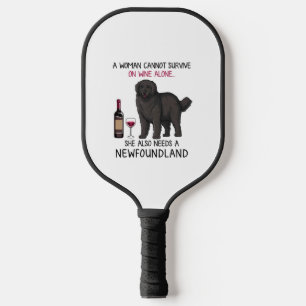 Newfoundland and wine Funny dog Pickleball Paddle