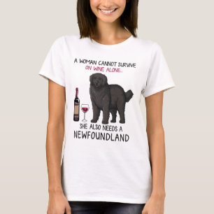 Newfoundland and wine Funny dog T-Shirt