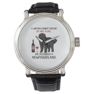 Newfoundland and wine Funny dog Watch
