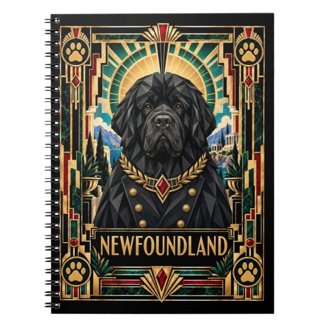 Newfoundland, Art Deco Dog Notebook (Front)