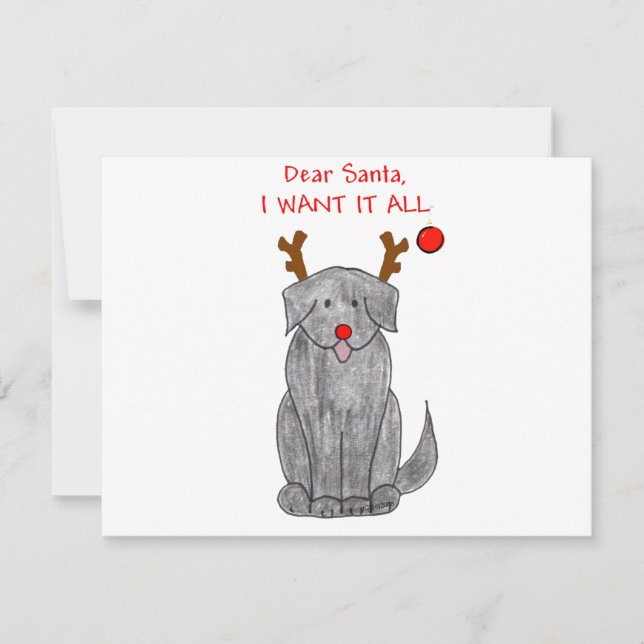 Newfoundland  Black Dear Santa Holiday Card (Front)