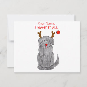 Newfoundland  Black Dear Santa Holiday Card