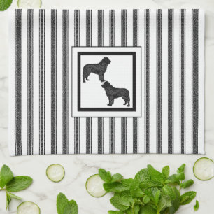 Newfoundland Black on black and white stripe Tea Towel