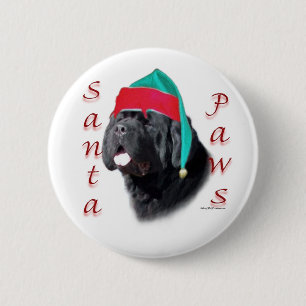 Newfoundland (blk) Santa Paws 6 Cm Round Badge
