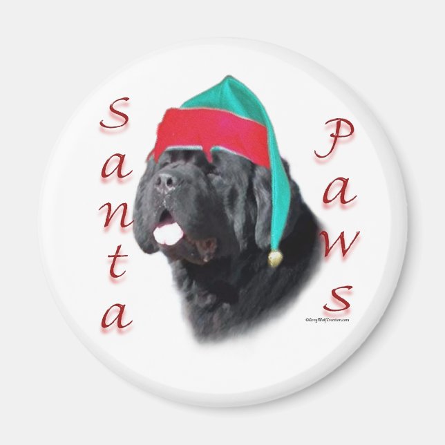 Newfoundland (blk) Santa Paws Magnet (Front)