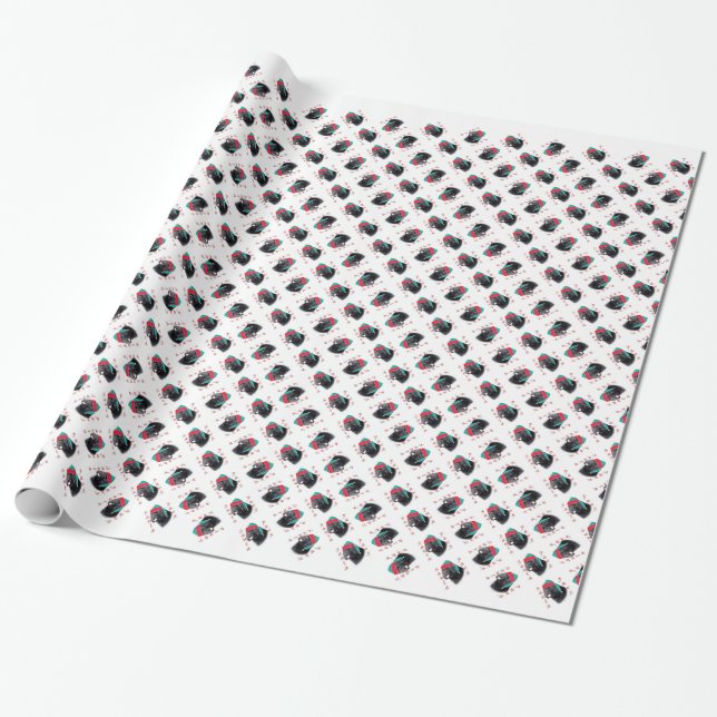 Newfoundland (blk) Santa Paws Wrapping Paper (Unrolled)