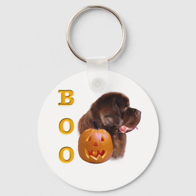 Newfoundland Brown Halloween BOO Key Ring (Front)