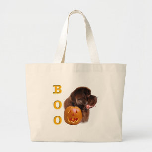 Newfoundland Brown Halloween BOO Large Tote Bag