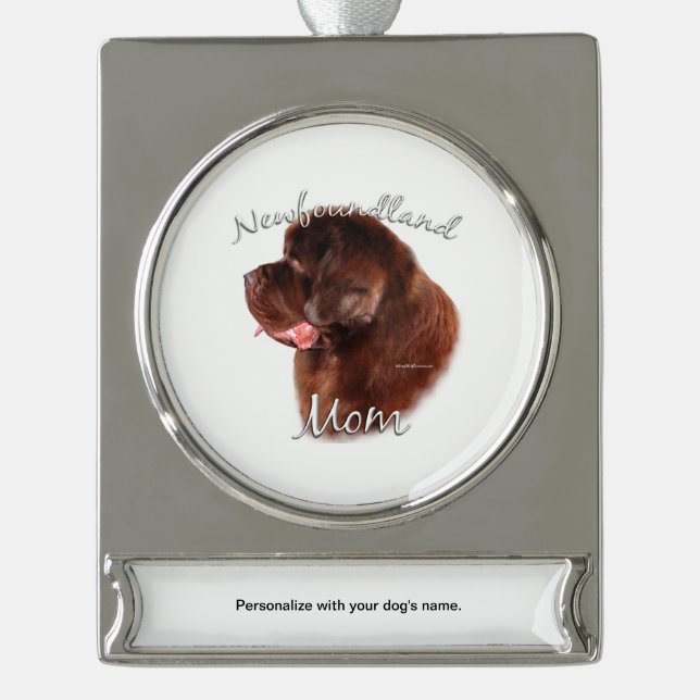 Newfoundland (brown) Mum 2 Silver Plated Banner Ornament (Front)