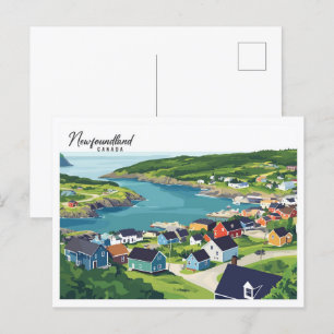 Newfoundland Canada Illustration Travel Postcard