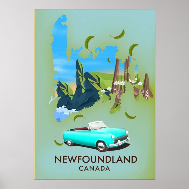 newfoundland Canada map travel Poster (Front)
