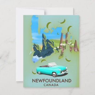 Newfoundland Canada map travel poster
