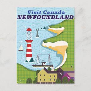 Newfoundland Canadian vintage travel poster Postcard