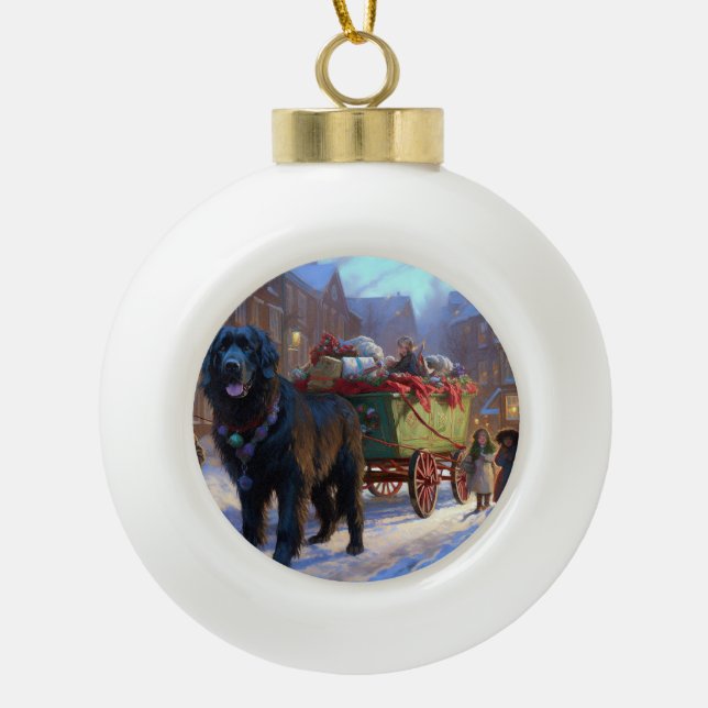 Newfoundland Christmas Festive Season Ceramic Ball Christmas Ornament (Front)