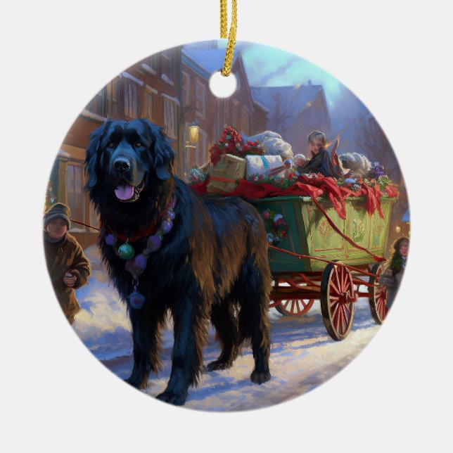 Newfoundland Christmas Festive Season Ceramic Tree Decoration (Front)