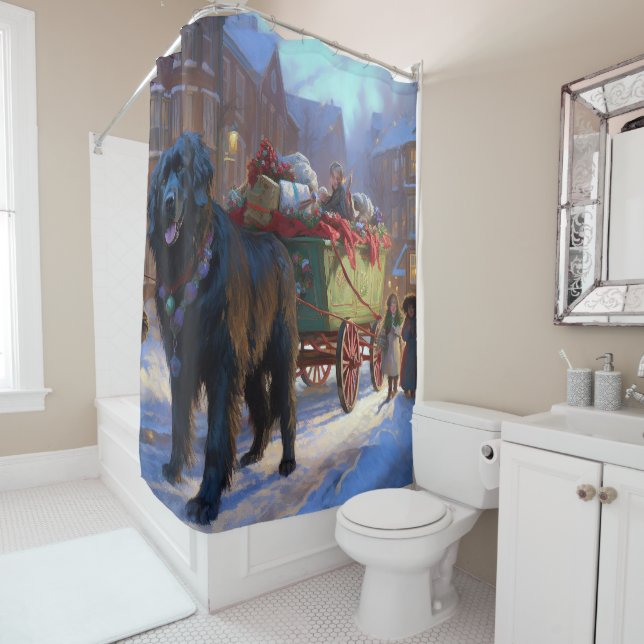 Newfoundland Christmas Festive Season Shower Curtain (In Situ)