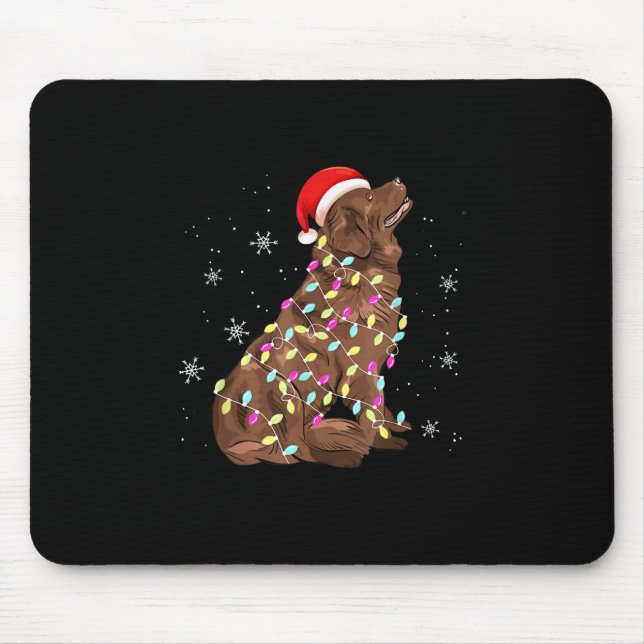 Newfoundland christmas light gift |funny dog lover mouse mat (Front)