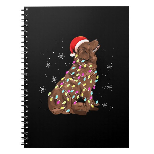 Newfoundland christmas light gift |funny dog lover notebook (Front)