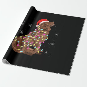 Newfoundland christmas light gift funny dog lover wrapping paper