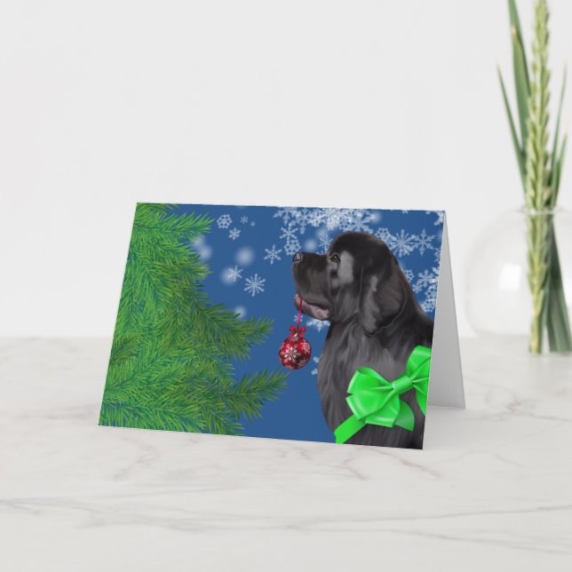 Newfoundland Christmas Ornament Holiday Card (Front)