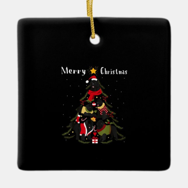 Newfoundland Christmas Tree Xmas Dog Lover Ceramic Ornament (Front)