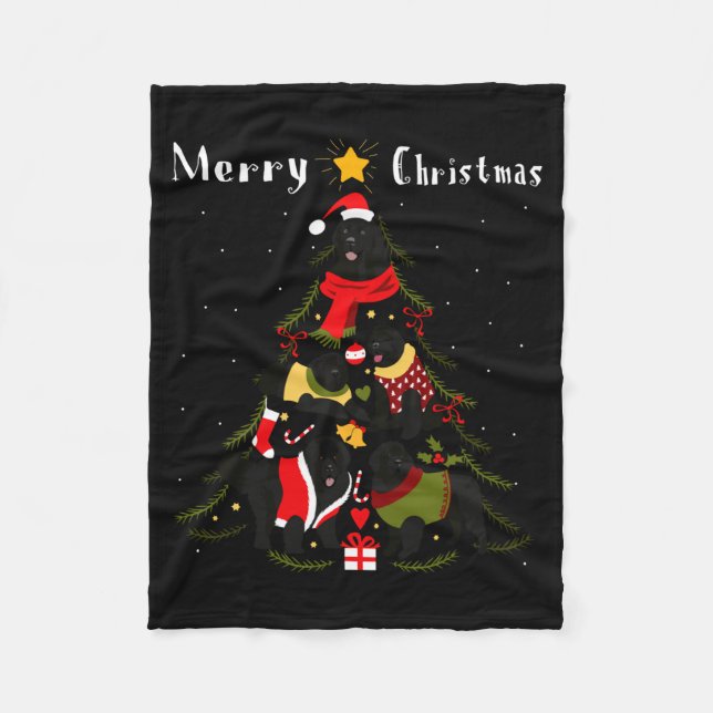 Newfoundland Christmas Tree Xmas Dog Lover  Fleece Blanket (Front)