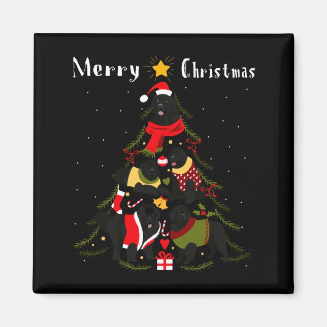 Newfoundland Christmas Tree Xmas Dog Lover  Magnet (Front)