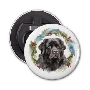 Newfoundland Christmas Wreath Festive Pup Bottle Opener