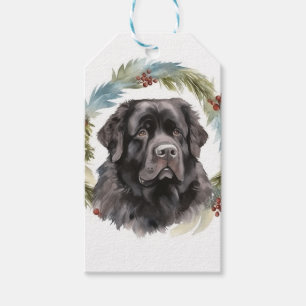 Newfoundland Christmas Wreath Festive Pup  Gift Tags
