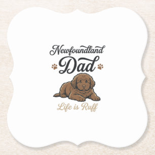 Newfoundland Dad Life Is Ruff Vintage Dog Shirt Paper Coaster