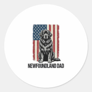 Newfoundland Dad Patriotic Dog Vintage Classic Round Sticker