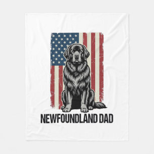 Newfoundland Dad Patriotic Dog Vintage Fleece Blanket