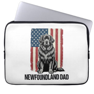 Newfoundland Dad Patriotic Dog Vintage Laptop Sleeve