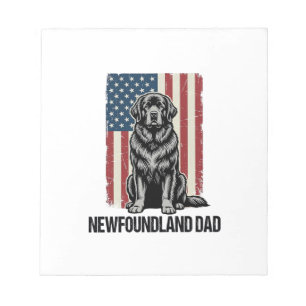 Newfoundland Dad Patriotic Dog Vintage Notepad