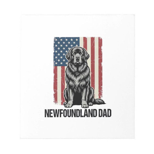 Newfoundland Dad Patriotic Dog Vintage Notepad (Front)