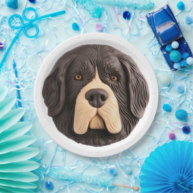 Newfoundland Dog 3D Inspired Paper Plate (Party)