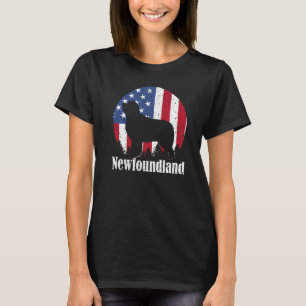 Newfoundland Dog American Flag 4th Of July Pride T-Shirt
