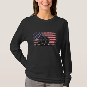 Newfoundland Dog American Flag 4th of July T-Shirt