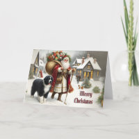 Newfoundland Dog Antique Style Christmas Card