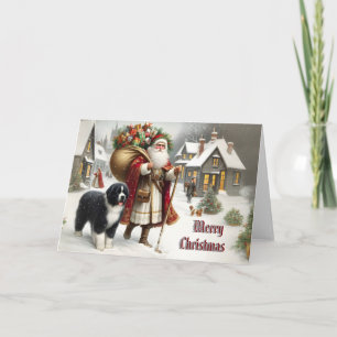 Newfoundland Dog Antique Style Christmas Card