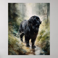 Newfoundland Dog Art Print Poster