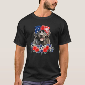 Newfoundland Dog Bandanna American Flag 4th Of Jul T-Shirt