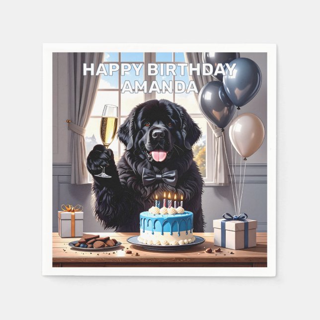 Newfoundland Dog Birthday Celebration  Napkin (Front)