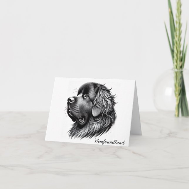 Newfoundland Dog Black Blank Card (Front)