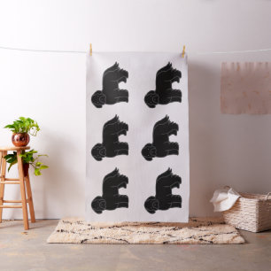 Newfoundland Dog Black Cartoon Fabric