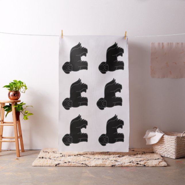 Newfoundland Dog Black Cartoon Fabric (In Situ)