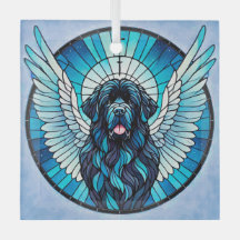 Newfoundland Dog Blue Angel Memorial Suncatcher